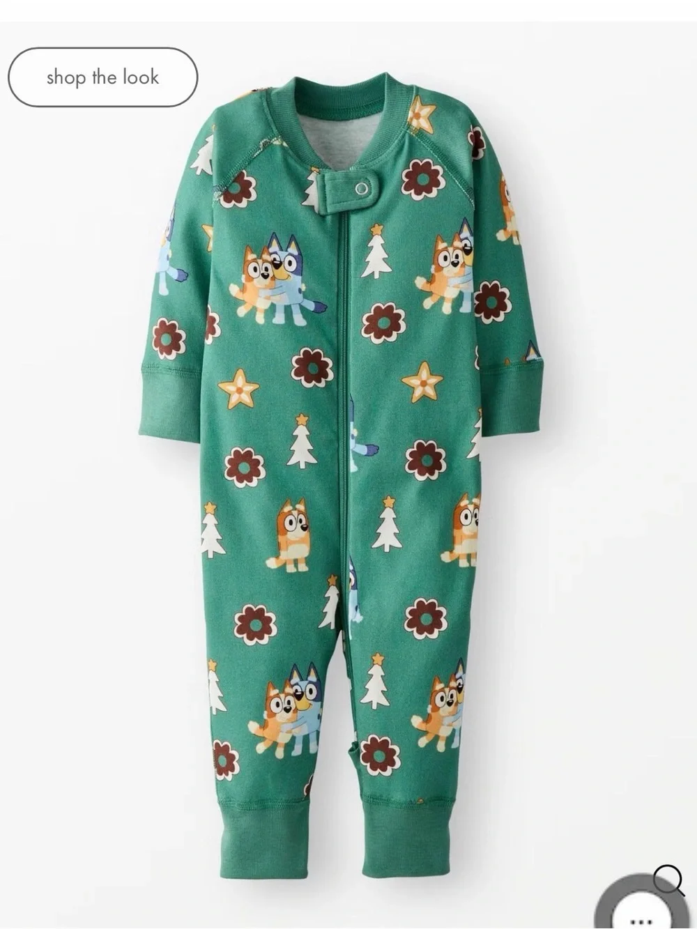 Hanna Andersson Green Fleece Character-Print One-Piece Bluey